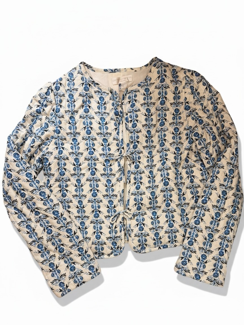 Caroline Constas Cream Jacket with Blue Floral Print